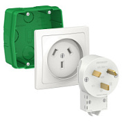 картинка Комплект Розетка силовая 32А + Вилка + Монтажная коробка, серия Blanca BLNSK013231 Schneider Electric от интернет-магазина К1-СТРОЙ