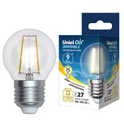 картинка Лампа светодиодная шар LED-G45-9W/3000K/E27/CL/DIM GLA01TR Uniel Filament от интернет-магазина К1-СТРОЙ