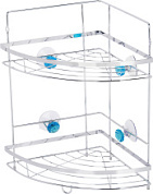 картинка Полка для ванной угловая 2-х ярусная на присосках W2667, "БРИЛЛИАНТ" 24,5*24,5*38 см (1/6) РЫЖИЙ КОТ от интернет-магазина К1-СТРОЙ