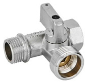 картинка Кран трехпроходной шаровой для стиральной машины 1/2"x3/4"x1/2" 877 Bugatti от интернет-магазина К1-СТРОЙ