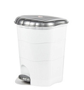 картинка Ведро для мусора с педалью 11 л, (белый серый металлик) (1/2) "ВИОЛЕТ" от интернет-магазина К1-СТРОЙ