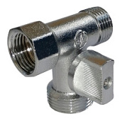 картинка Кран проходной шаровой для стиральной машины 1/2"х3/4"х1/2" ГШШ никель под ключ Wm232 WaterMark от интернет-магазина К1-СТРОЙ