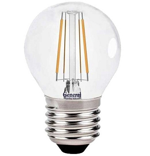 картинка Лампа светодиодная FILAMENT 6W E27 2700K шар GENERAL от интернет-магазина К1-СТРОЙ