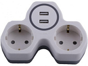 картинка Cетевой разветвитель ADP16-14-20 2 гнезда 2хUSB с заземлением STEKKER от интернет-магазина К1-СТРОЙ