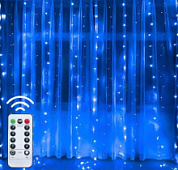 картинка Гирлянда шторы синий с пультом 2х2м прозрачный шнур от интернет-магазина К1-СТРОЙ