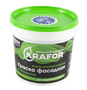 картинка Краска водно-дисперсионная фасадная особопрочная 1.5кг зеленая Krafor от интернет-магазина К1-СТРОЙ